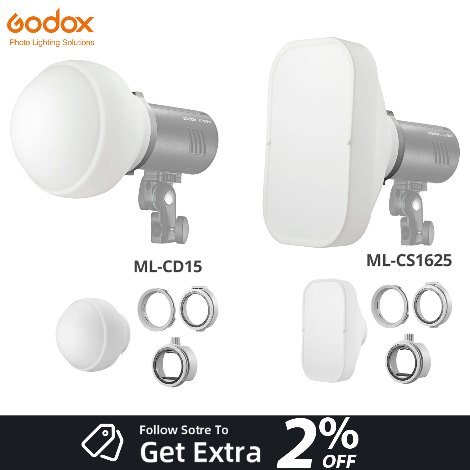 Photography Lighting Kit Godox - ชุดโดมกระจายแสง Godox ML-CD15 ML-CS1625 สำหรับไฟแฟลชถ่ายภาพ สตูดิโอถ่ายภาพ