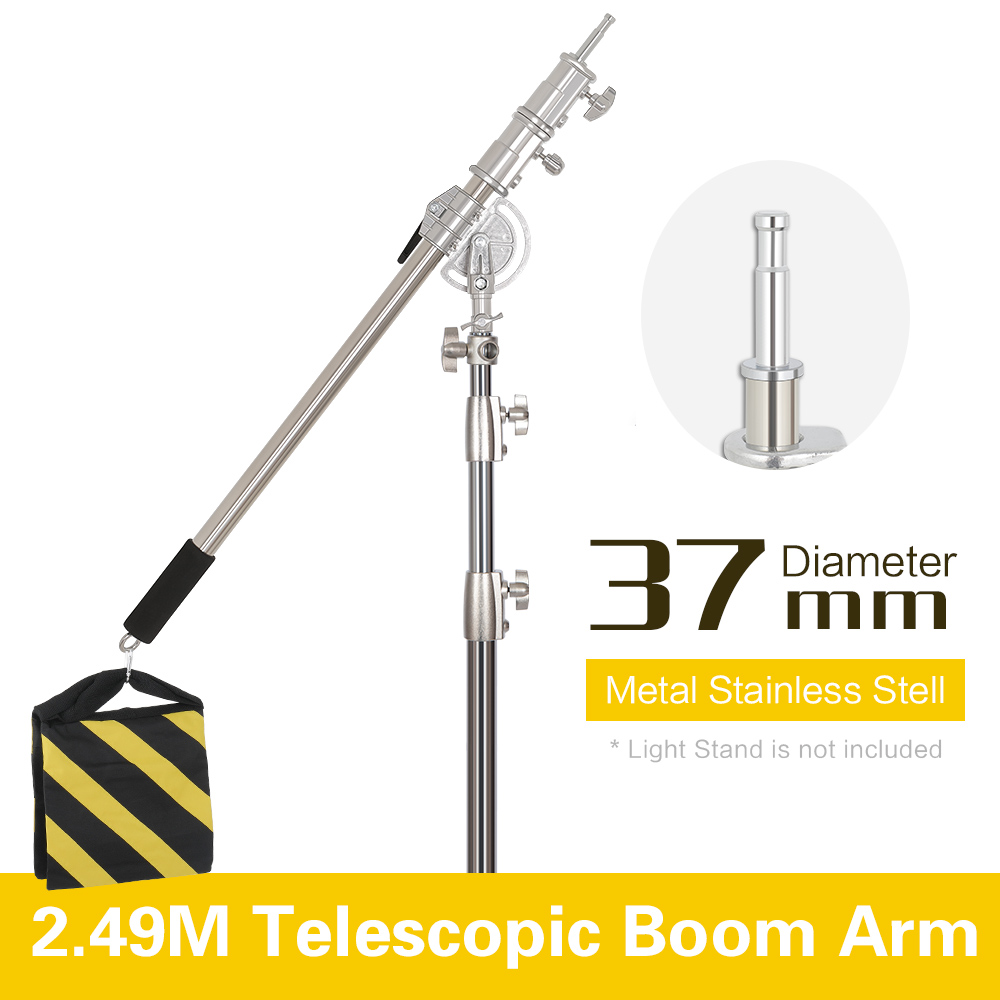 Photography Lighting Kit - ความยาว 2.49M Cross Arm ชุดสแตนเลสขาตั้งน้ําหนักกระเป๋าอุปกรณ์เสริมสําหรับสตูดิโอถ่ายภาพ Extension