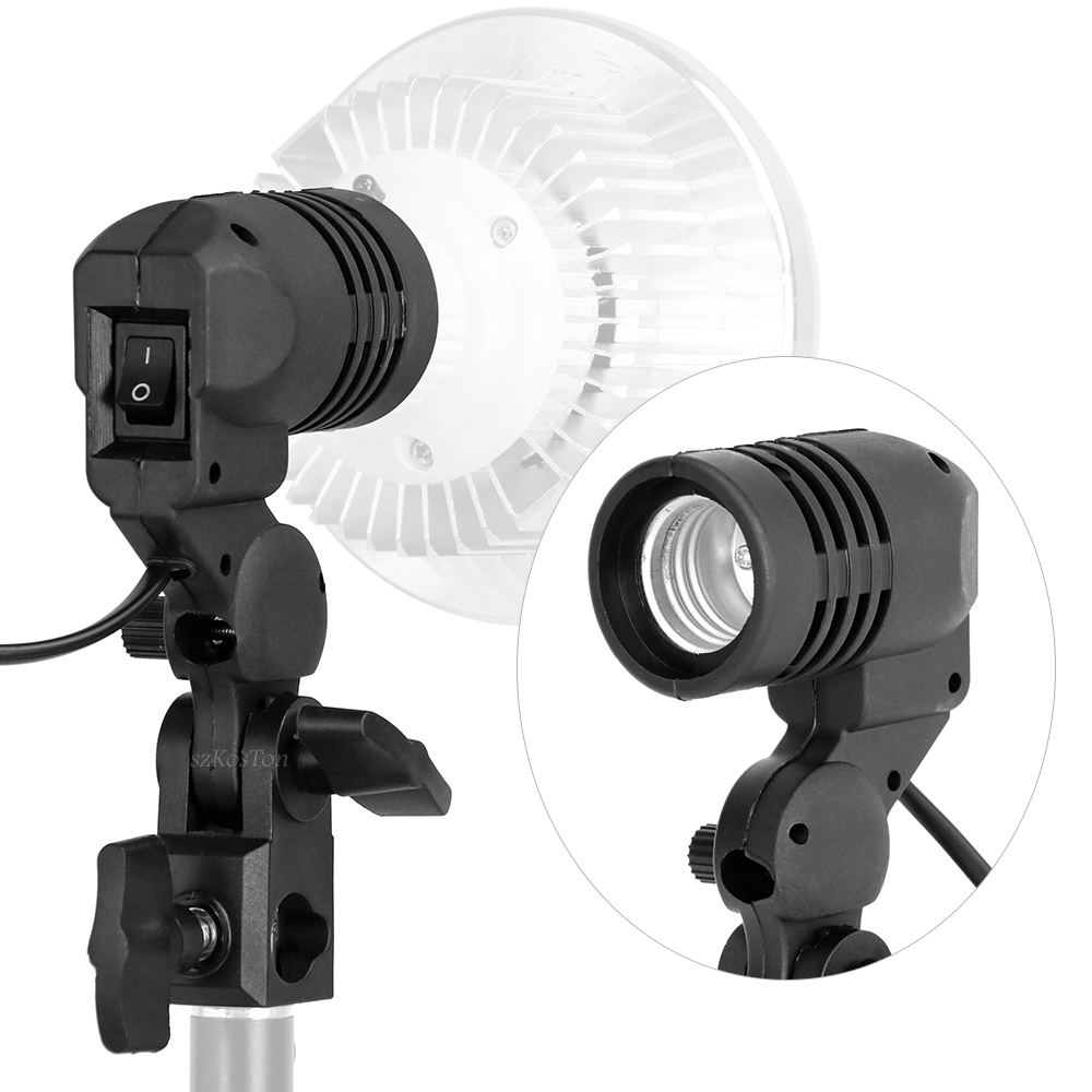 Photography Lighting Umbrella - SINGLE HEAD ผู้ถือหลอดไฟ E27 ซ็อกเก็ตแฟลชร่มวงเล็บภาพหลอดไฟสําหรับสตูดิโอถ่ายภาพอุปกรณ์เสริม US