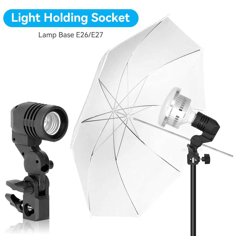 Photography Lighting Umbrella - 2ชิ้น/1ชิ้น E27เดี่ยวที่ตั้งหลอดไฟร่มแฟลชยึดหลอดไฟสำหรับถ่ายภาพอุปกรณ์เสริมสำหรับสตูดิโอ