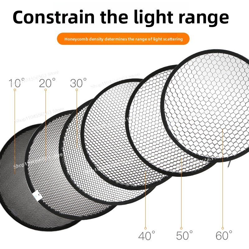 Photography Lighting Modifiers - ฮันนี่โคมกริดแบบมาตรฐาน - ตัวปรับแสงแฟลชแบบ Bowens Mount สำหรับการถ่ายภาพในสตูดิโอ
