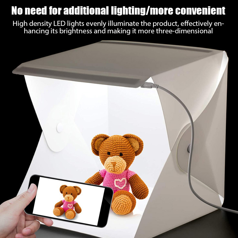 Photography Lighting Kit - กล่องไฟถ่ายภาพขนาดเล็ก 23*22*24 ซม. ชุดกล่องไฟสตูดิโอถ่ายภาพ พร้อมผ้าฉากหลัง 6