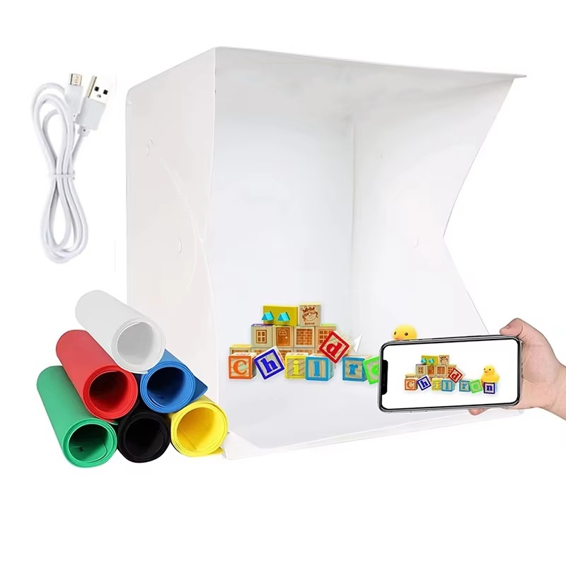 Photography Lighting Kit - กล่องไฟพับได้แบบพกพาสำหรับถ่ายภาพ LED พร้อมชุดไฟสตูดิโอ LED Softbox 6