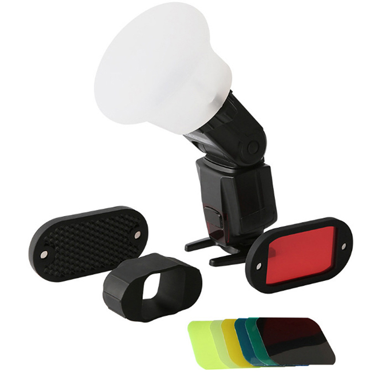 Photography Lighting Kit Godox - ยางตัวกระจายแสงทำจากซิลิโคนทรงกลมฟิลเตอร์สีแบบแยกส่วนสำหรับ GODOX V1 Canon Nikon Yongnuo