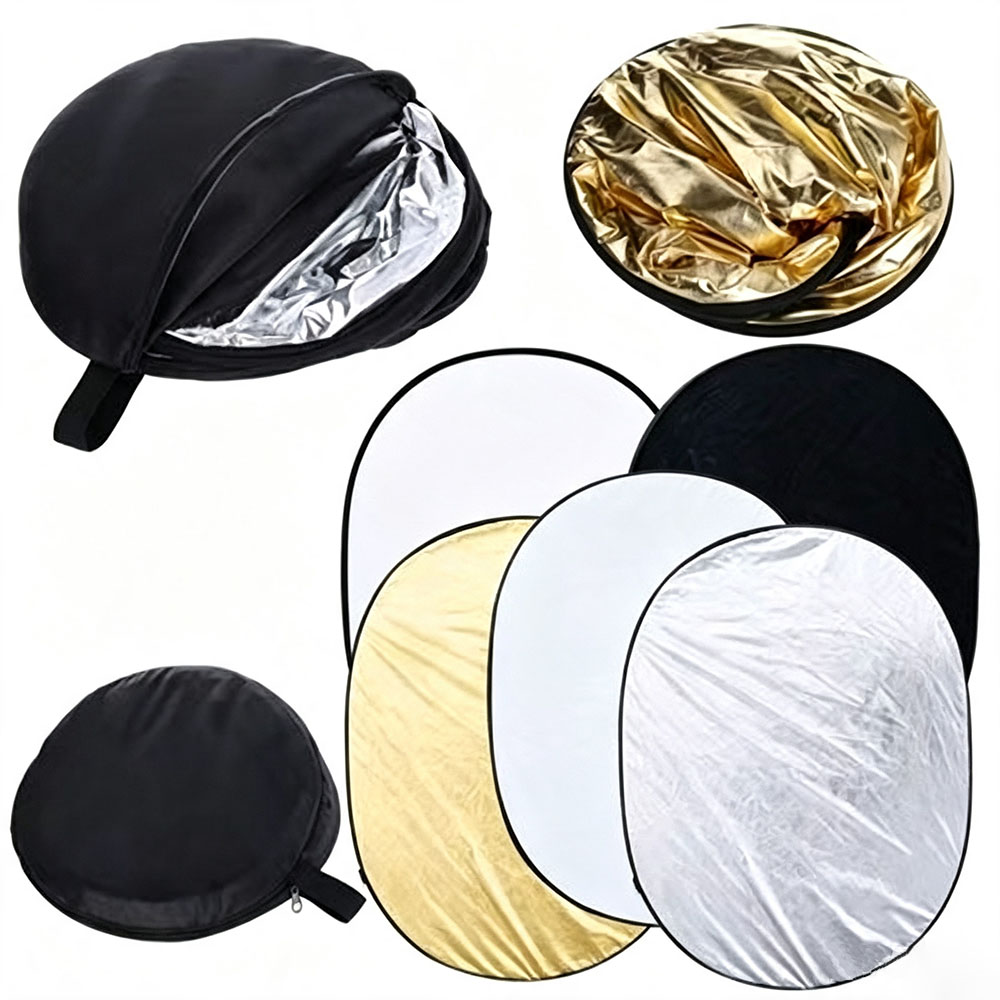 Photography Lighting For Outdoors - แผ่นสะท้อนแสงแบบพับได้ 5 in 1 สำหรับถ่ายภาพ พร้อมกระเป๋าพกพา