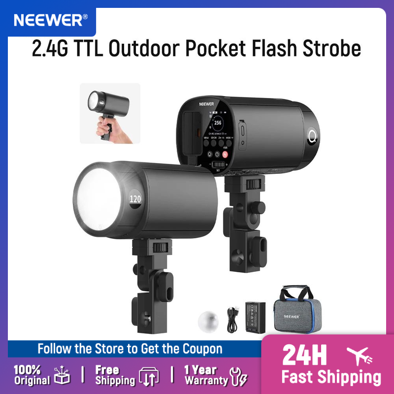 Portable Strobe Monolight - แฟลชสตูดิโอแบบพกพา NEEWER 120Ws 2.4G TTL สำหรับใช้งานกลางแจ้ง