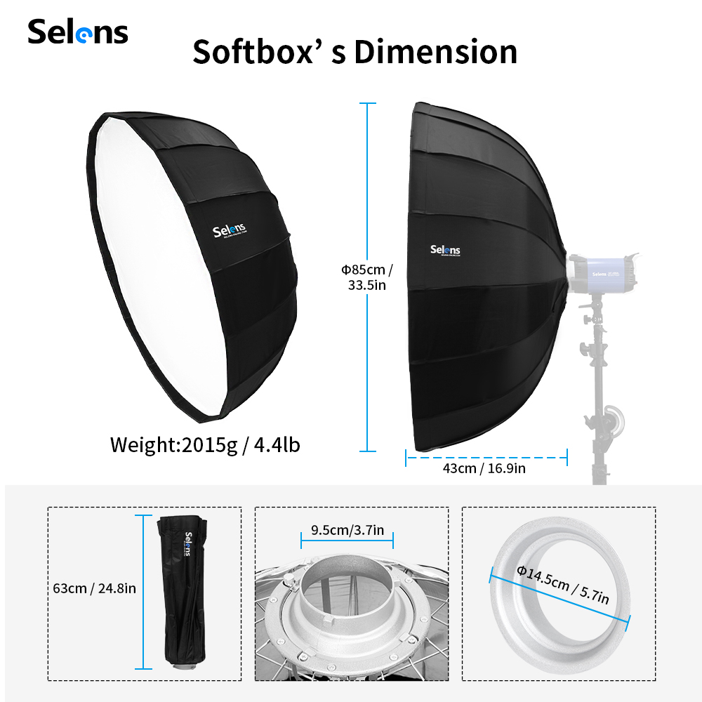 Selens 85ซม.ร่มเรดาร์ Softbox  - Photography Lighting Umbrella บทวิจารณ์และราคา