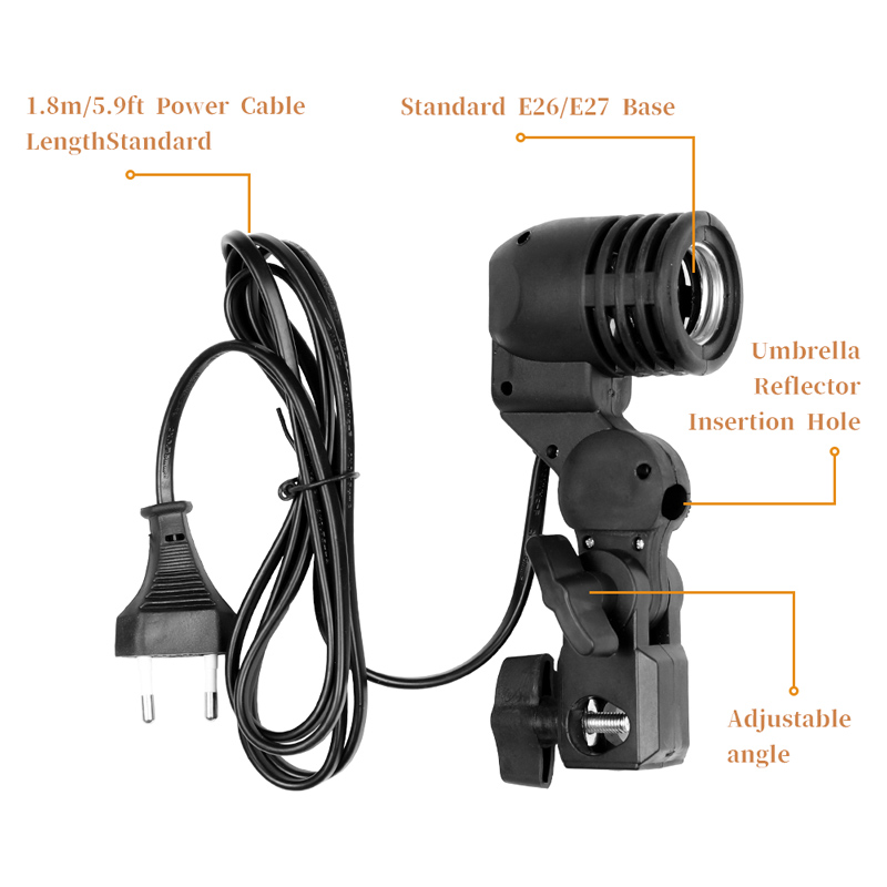 1.8M สายเคเบิลหลอดไฟขาตั้ง E26 - Photography Lighting Umbrella บทวิจารณ์และราคา