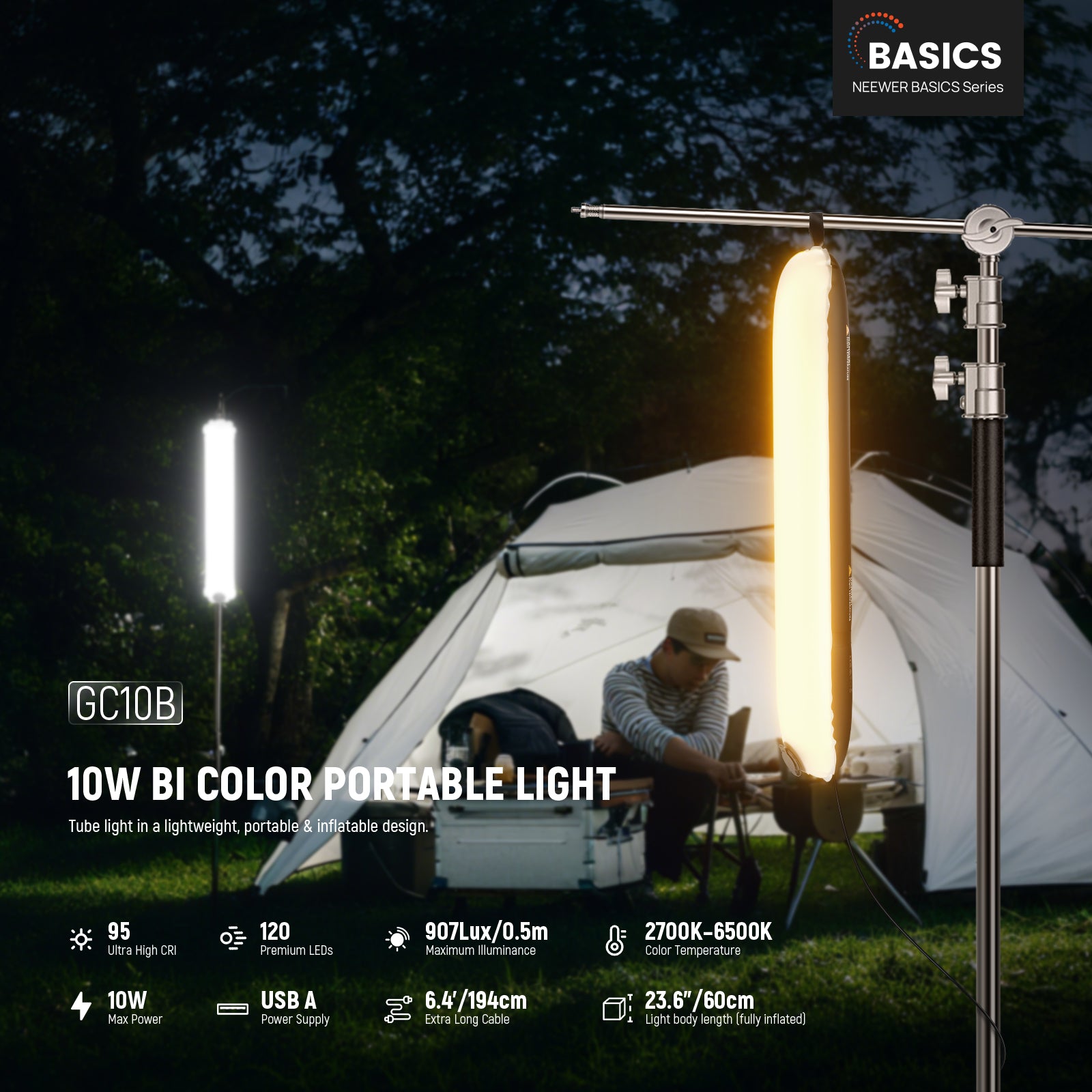 ไฟ LED พกพาแบบเป่าลม NEEWER BA - Photography Lighting For Outdoors บทวิจารณ์และราคา